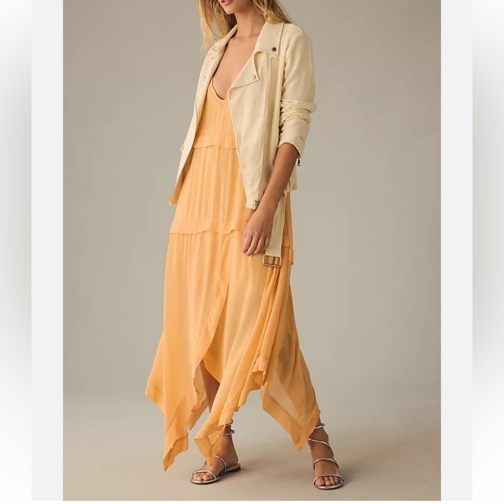 Anthropologie orange dress with asymmetrical hem NWT size small